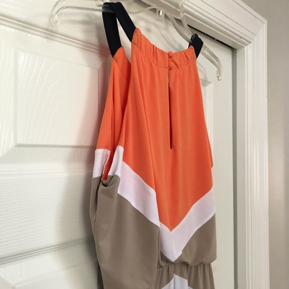 London Times Color-Block Keyhole Halter Maxi Dress - Picture 9 of 16